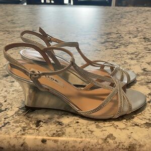 Nina New York Silver Wedge Heels